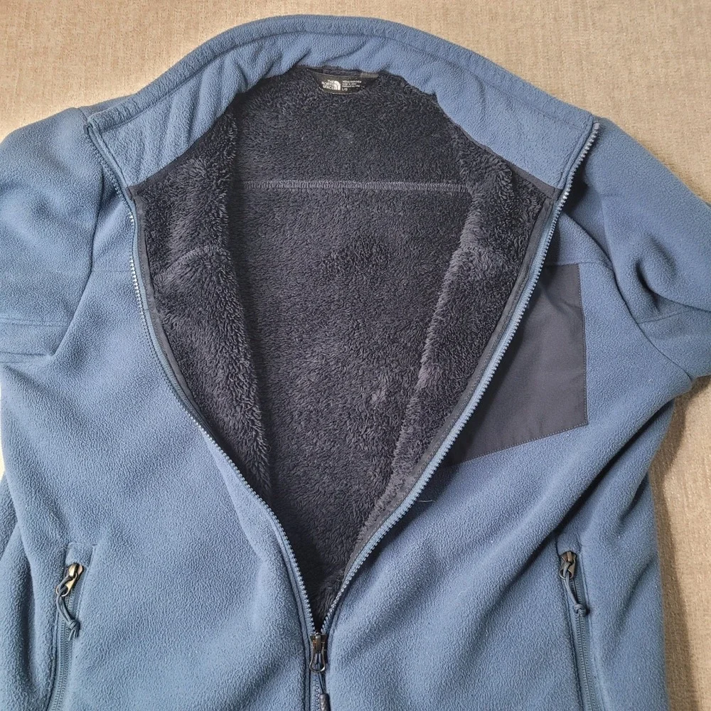 North Face Campshire Mens L Full Zip Fleece Jacket Blue Sherpa Lined NF0A33QW